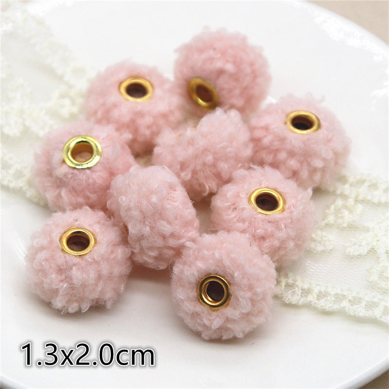 Wholesale 10PCS Straight Hole Teddy Fur Ball Beads Loose Beads Fabric Accessories